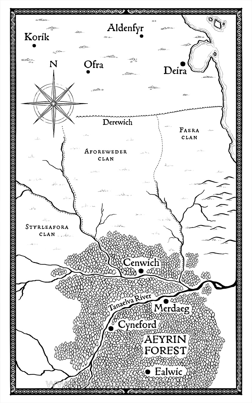A black and white map of a fantasy landscape from a novel by Mark Runte.